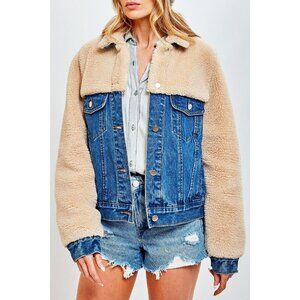 Faux Shearling and Denim Jacket